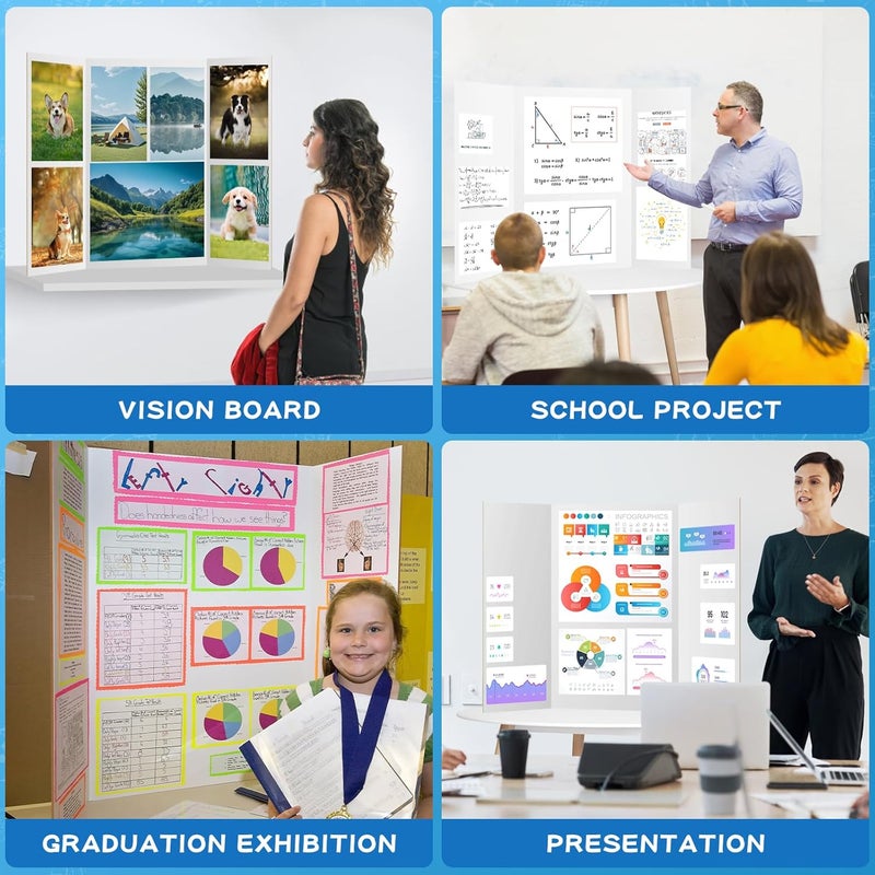 VinTS 8 PCS 36" x 48" Trifold Poster Board White Trifold Foldable Display Poster Board for School Projects, Science Fair,Graduation Exhibitions - Image 5